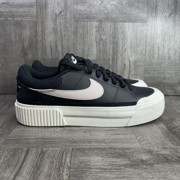 Nike Court Legacy Women's size 10.5 Black Platform Shoes DM7590-002 - Picture 1 of 8
